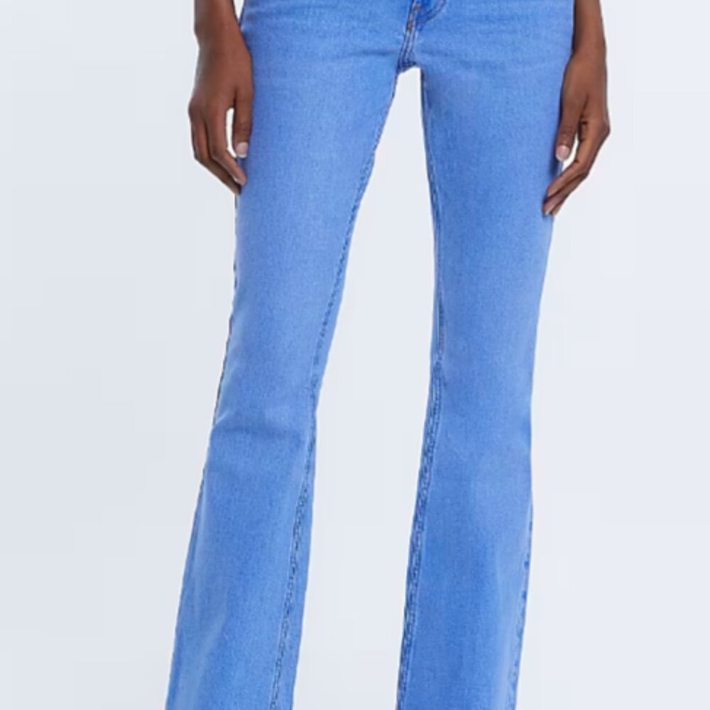 Blue high waisted flared jeans